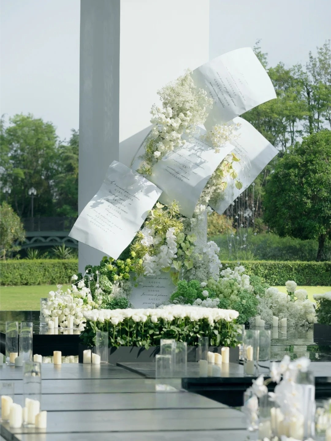 Fresh Green Proposal Decor with a Love Letter Inspired Floral Installation