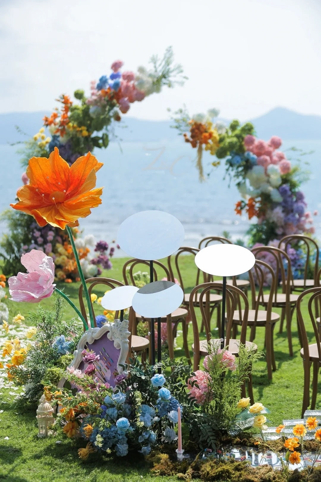 Colorful Seaside Wedding Inspiration with a Romantic Floral Arch
