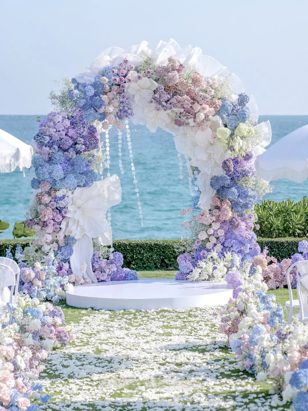 Seaside Wedding Decoration Ideas | Romantic Pastel Floral Arch by Valar Flower