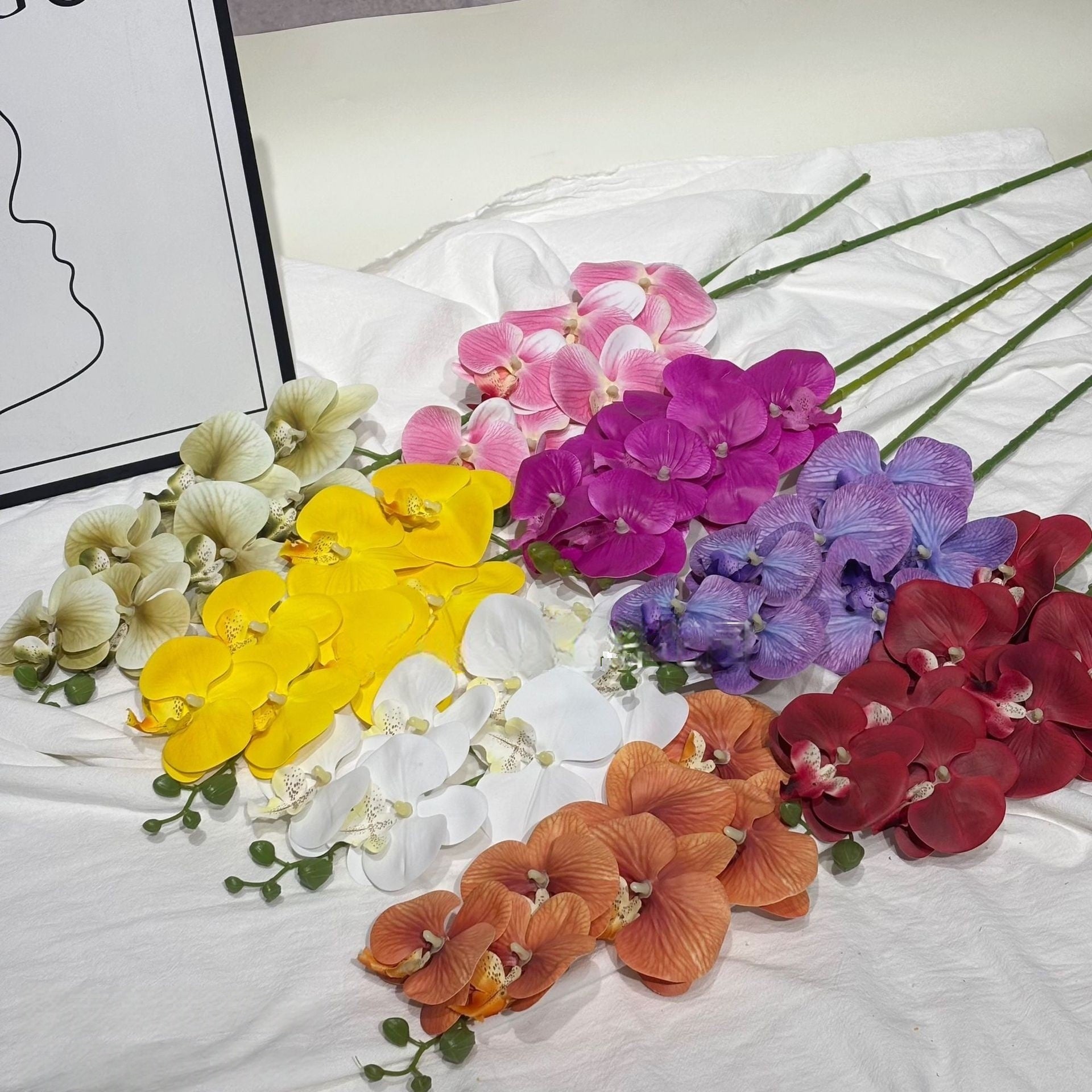 3D Artificial Phalaenopsis Orchid – 7-Head Real Touch Latex Stem for Home & Event Decor FS-1048