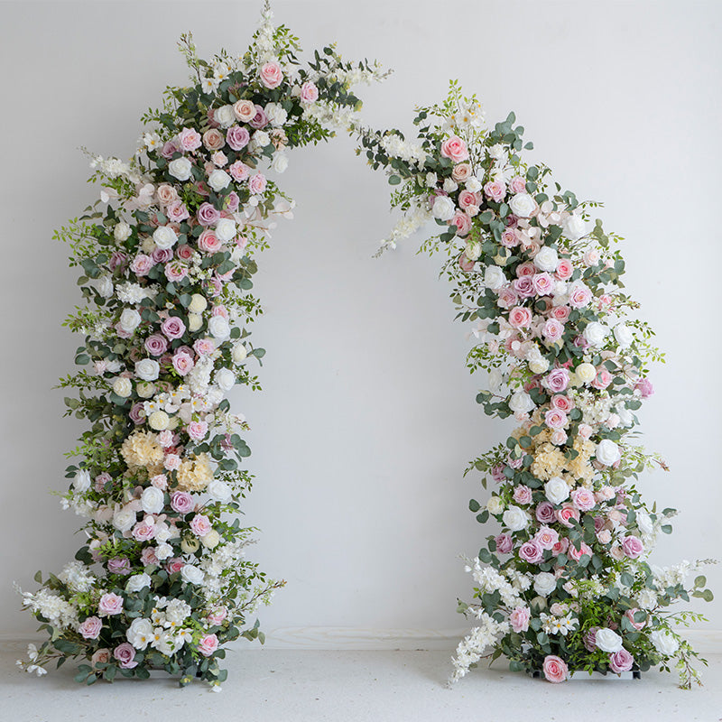 Valar Greenery & Pastel Horn Arch, Fondo Floral Artificial, Decoración Romántica para Ceremonias de Boda, Elegante Accesorio para Fotografía de Eventos VA-340