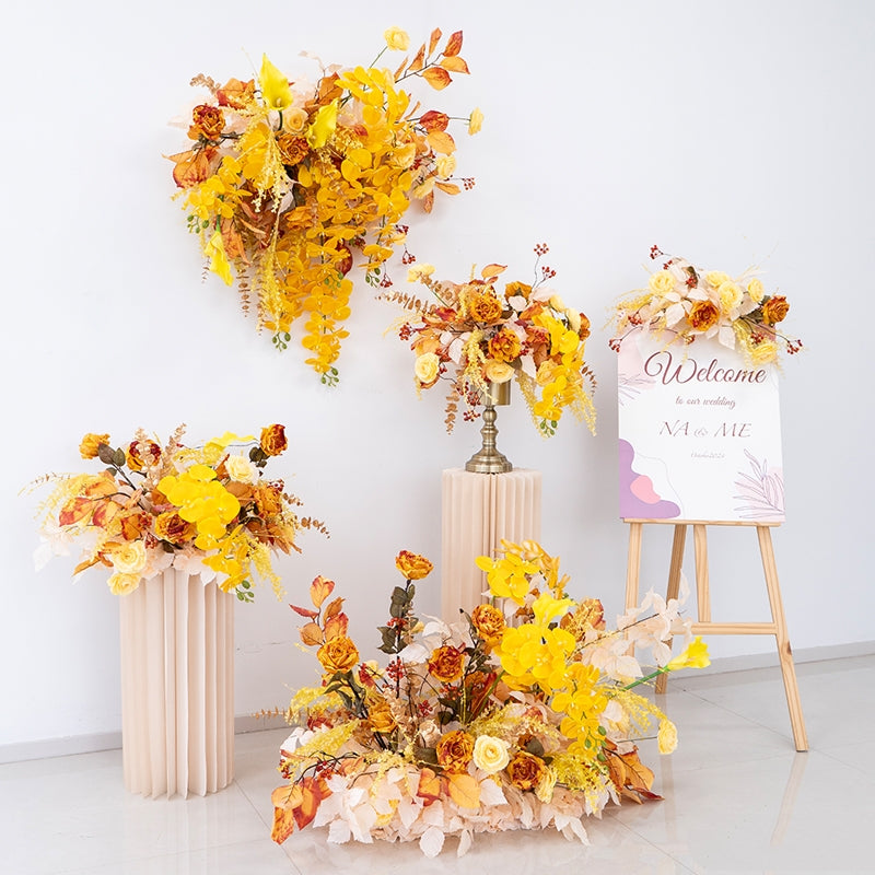 Valar Flower Warm Autumn Yellow Artificial Flower Hanging Set for Ceremony, Reception & Home Decor FA-306