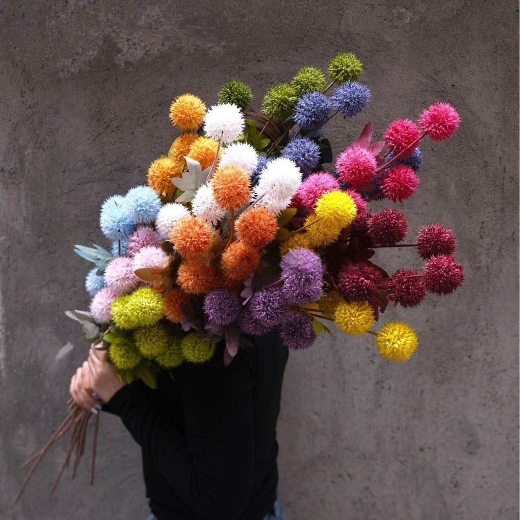 4-Head Allium Faux Flower – Modern Pom Pom Decorative Stem FS-1042