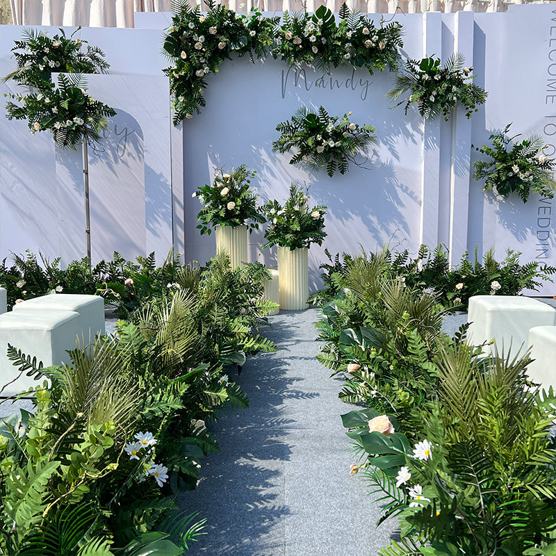 Valar Flower Forest-Themed Eucalyptus Aisle Floral Runner — Faux Greenery Wedding Pathway Decor WF-120