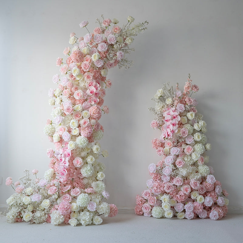 Arche florale élégante en forme de lune pour cérémonie de mariage - Arche de fleurs artificielles pour mariages, événements et occasions spéciales