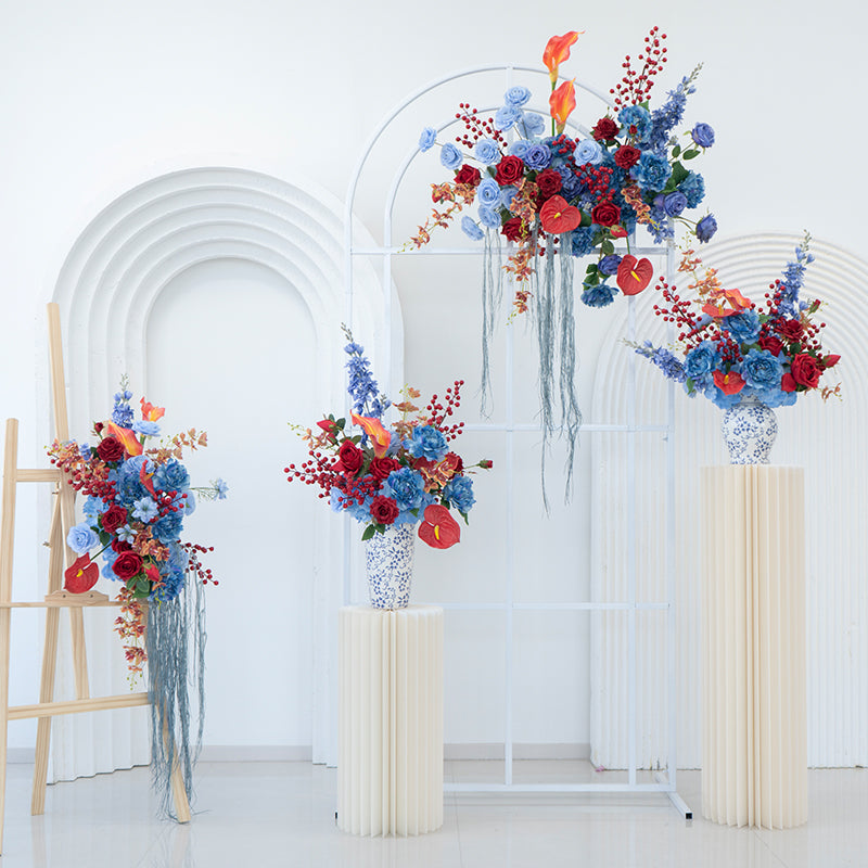 샴페인 플로랄 아치 및 센터피스, 인공 웨딩 배경, 약혼 파티 장식, 이벤트 간판 FA-206