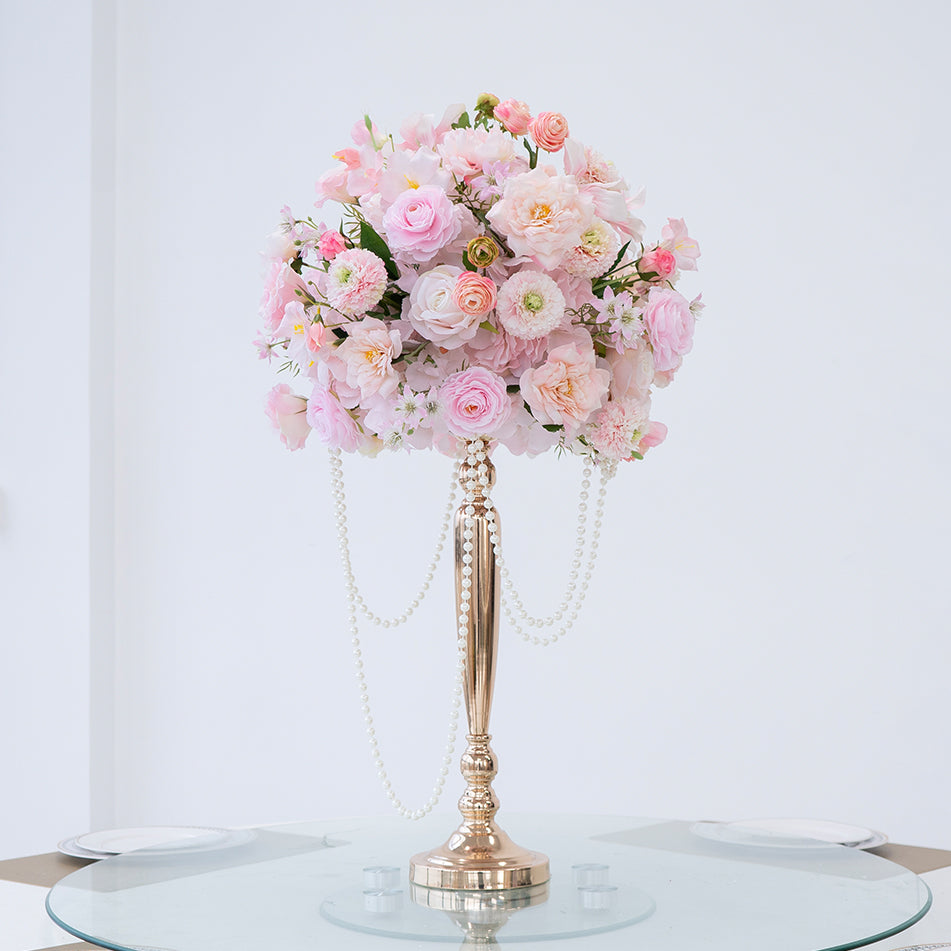 Valar Flower Luxury Tall Artificial Flower Centerpieces with Gold Stand for Wedding Reception, Banquet & Event Decor TF-117