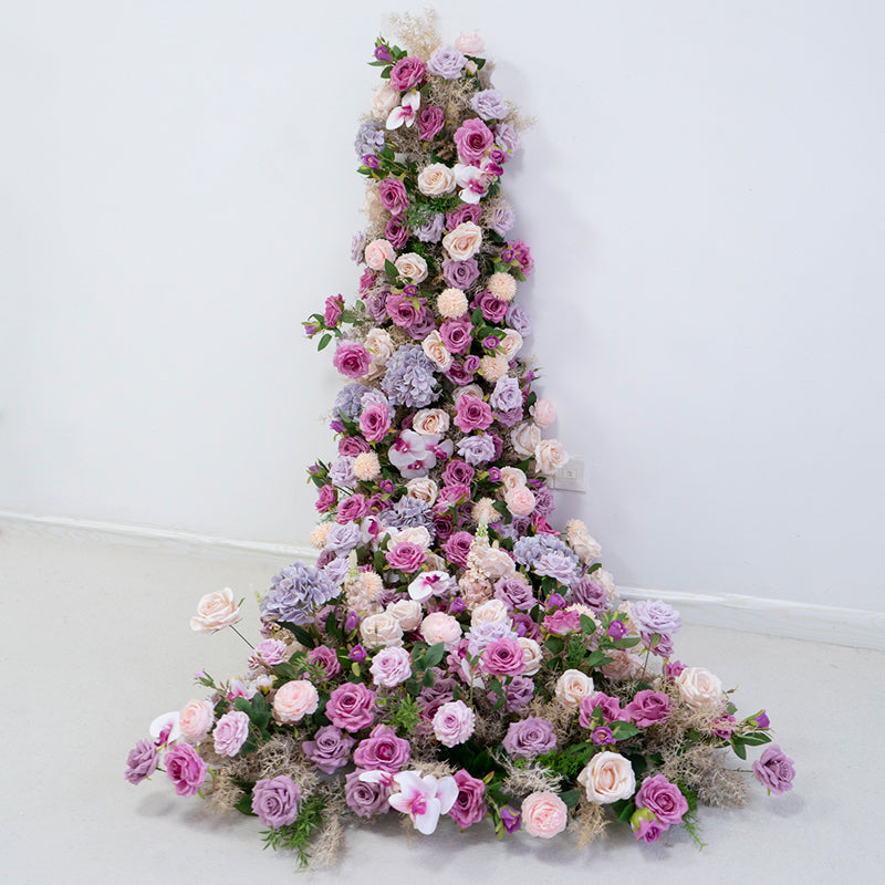 Romantic Mauve and Blush Faux Floral Table Runner, Elegant Cascading Flowers for Special Occasions FA-238