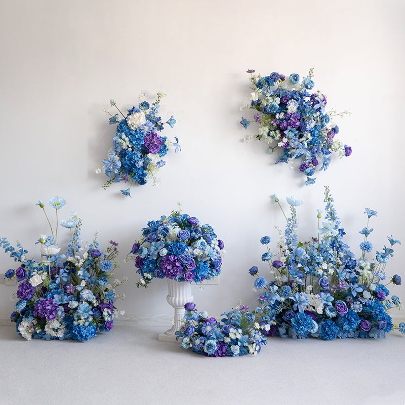 Valar Flower Royal Blue Faux Floral Wall Set – Elegant Wedding & Event Backdrop Decor FA-274