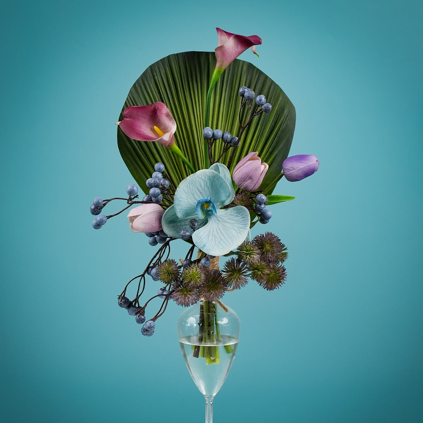 Modern Artistic Faux Floral Arrangement | Luxury Designer Artificial Flowers for Home, Hotel & Event Display VB-213 (Without Vase)