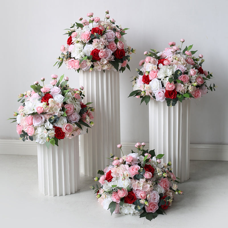 Decoración Floral de Boda Bola de Flores Artificiales Elegante Arreglo de Flores Falsas para Pasillo de Boda, Ceremonia, Banquete y Decoración de Eventos FA-228