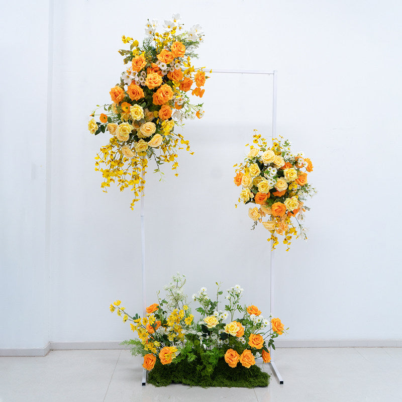 Valar Flower Fresh Yellow & Orange Faux Floral Arrangement Set for Wedding & Event Decor FA-319
