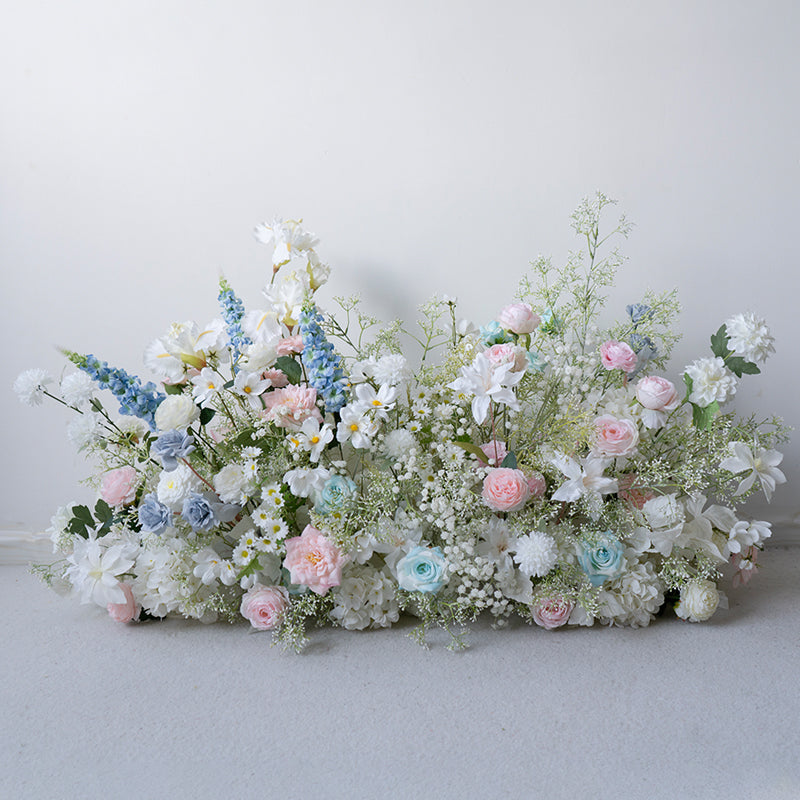 Configuración de flores artificiales inspiradas en la primavera – Conjunto de flores artificiales azules y amarillas para eventos FA-264