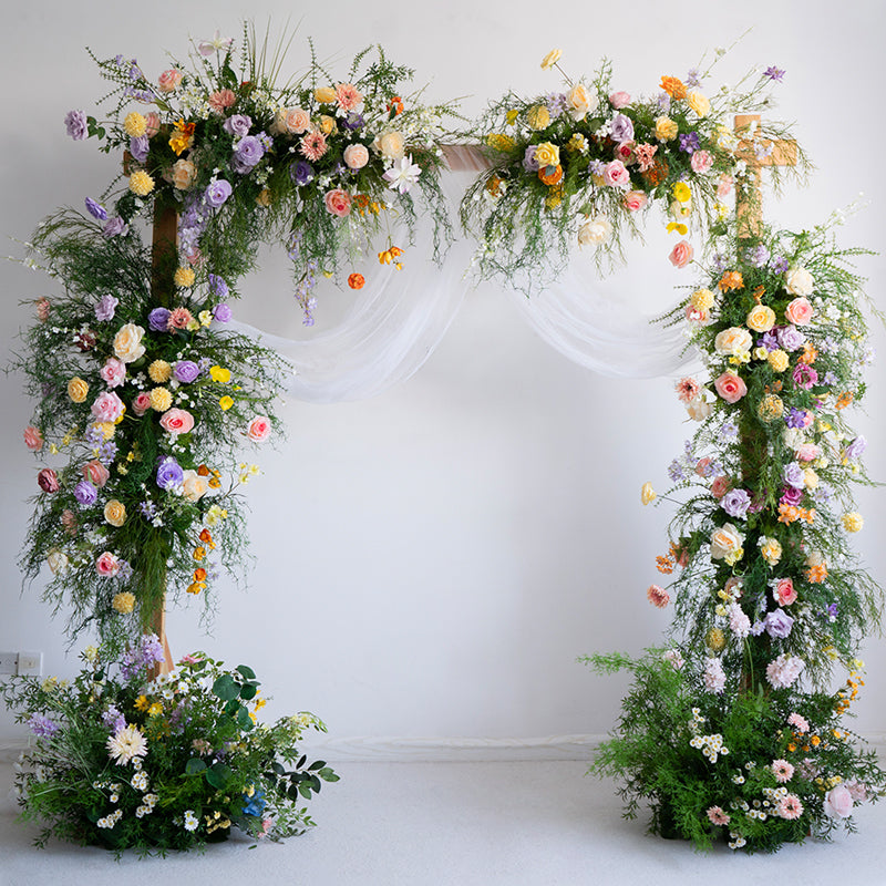 Pfirsich- und weiße Rosen-Hochzeitsbogen und -Mittelstücke, künstliche Blumen-Hochzeitsdekoration, Brautparty-Dekor FA-203