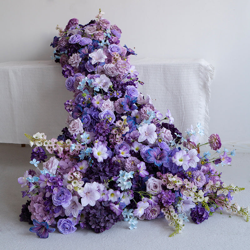 Romantic Purple and Blue Floral Cascade, Faux Flower Table Centerpiece for Events and Celebrations FA-235