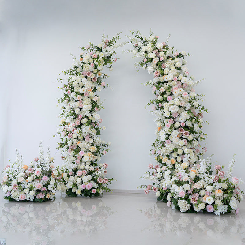 Eleganter Blumenbogen in Mondform für die Hochzeitszeremonie – Künstlicher Blumenbogen für Hochzeiten, Veranstaltungen und besondere Anlässe