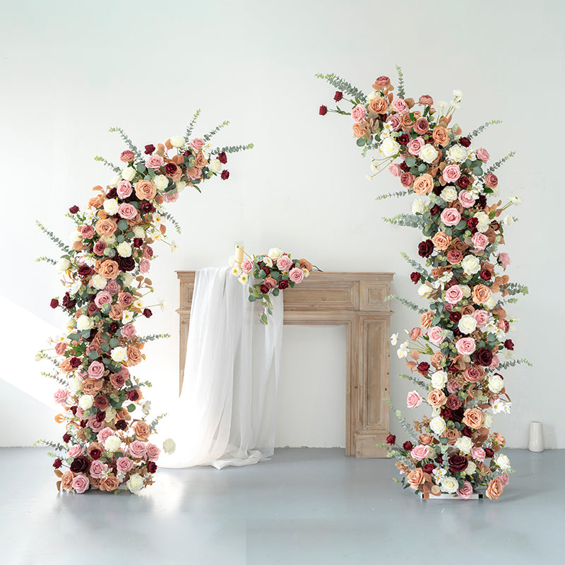 Arco de Cuerno Valar Dusty Rose, Fondo Floral Artificial, Decoración Vintage para Ceremonia de Boda, Accesorio Elegante para Fotografía de Eventos VA-348