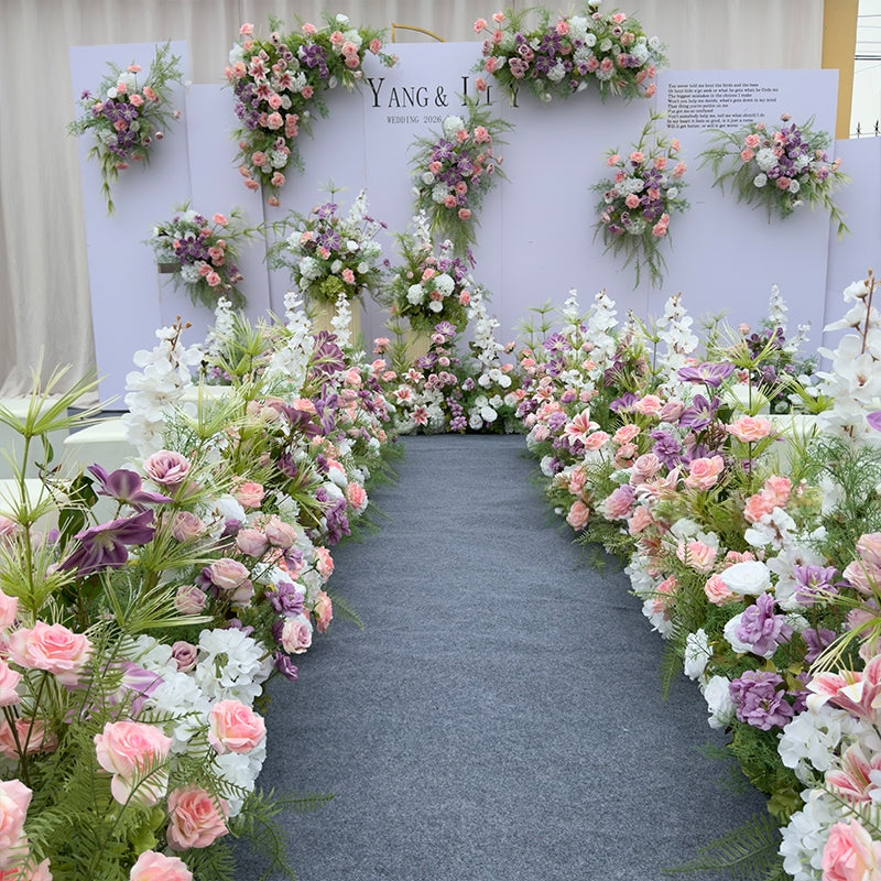 Valar Flower Whimsical Garden-Style Aisle Floral Runner with Phalaenopsis — Artificial Wedding Ceremony & Engagement Decor WF-108