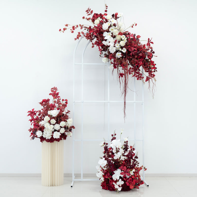 Valar Flower Oriental Red Hanging Floral Set – Artificial Flower Arrangement for Wedding Ceremony Wall Decor & Event Backdrop FA-279