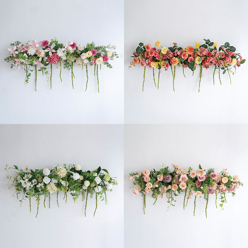 Juego de Camino de Mesa con Flores Artificiales y Vegetación Colgante – Decoración de Pared y Mesa con Flores Falsas para Boda o Evento FA-241