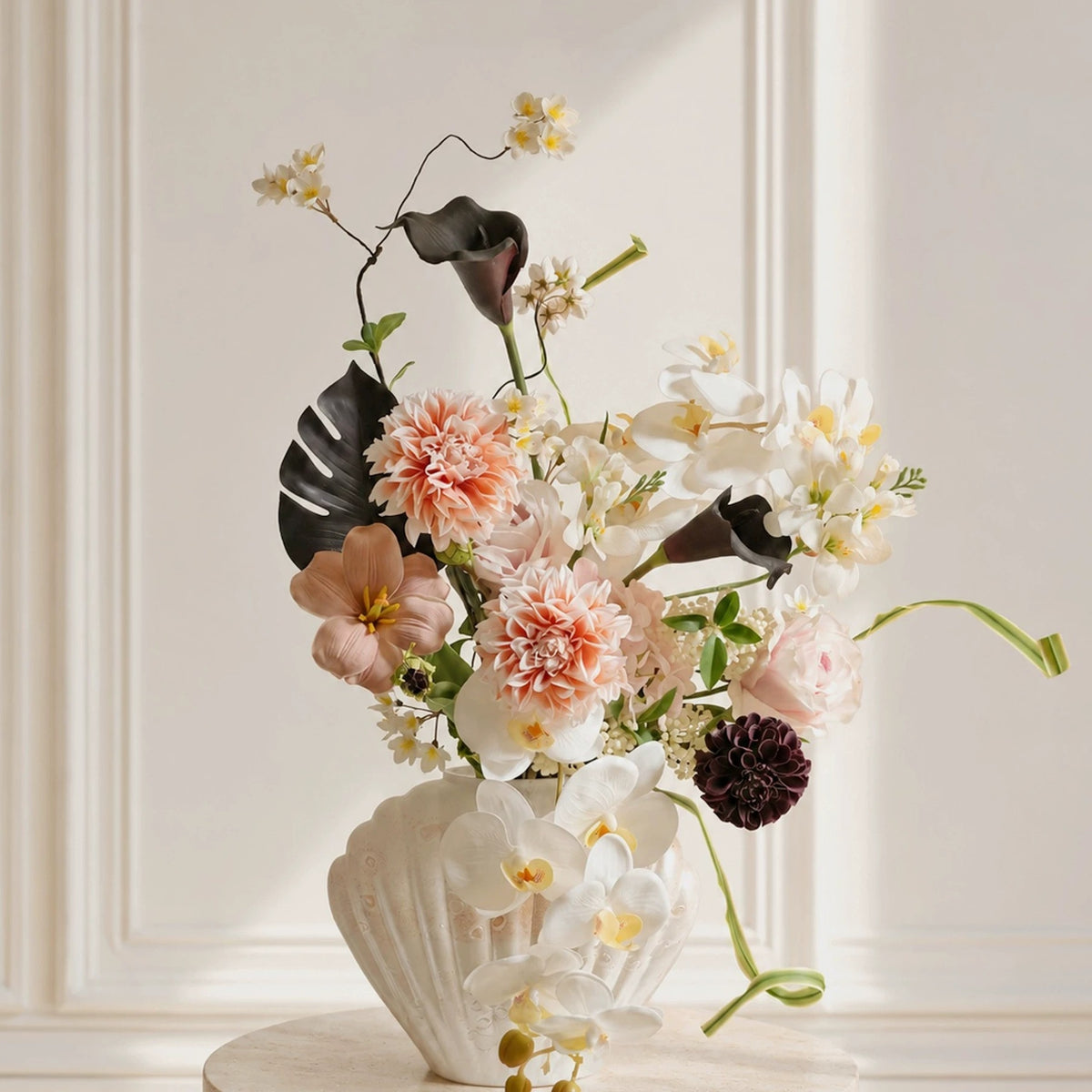 Elegantes Blumenstrauß-Arrangement mit Herbstmotiv | Luxuriöse Kunstblumen für Hochzeiten und Inneneinrichtung VB-113 (ohne Vase)
