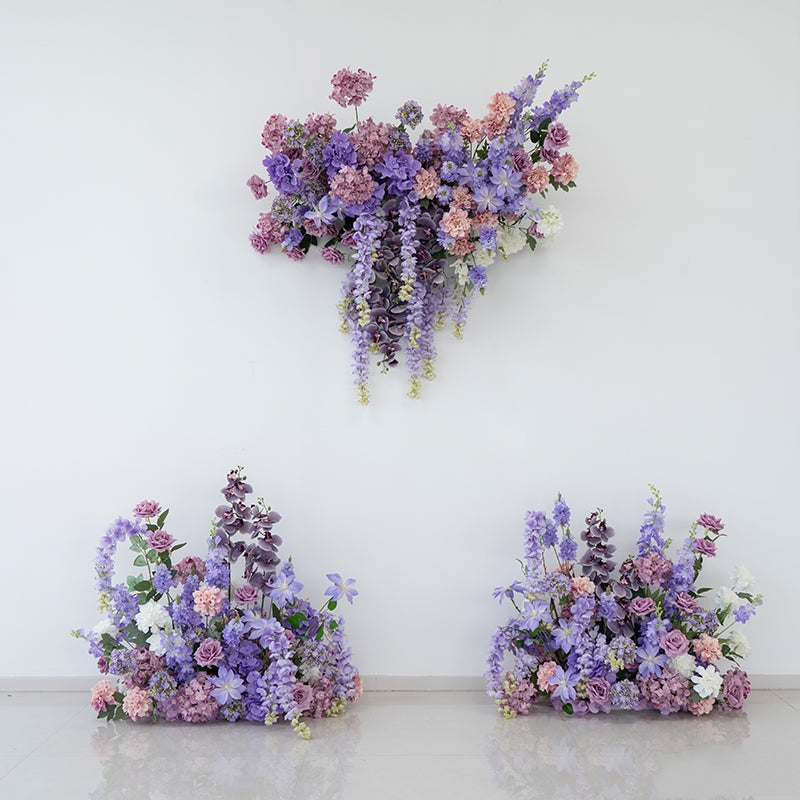 Valar Flower Lavender Wall-Mounted Artificial Flower Arrangement – Wedding Backdrop Floral Panel Set for Ceremony & Event Decor FA-280
