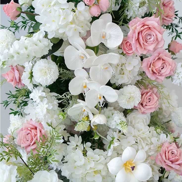ValarFlower White Pink Artificial Floral Arrangement, Romantic Wedding Table Flower Decor, Sweetheart Table & Aisle Ground Flower Centerpiece FA-350