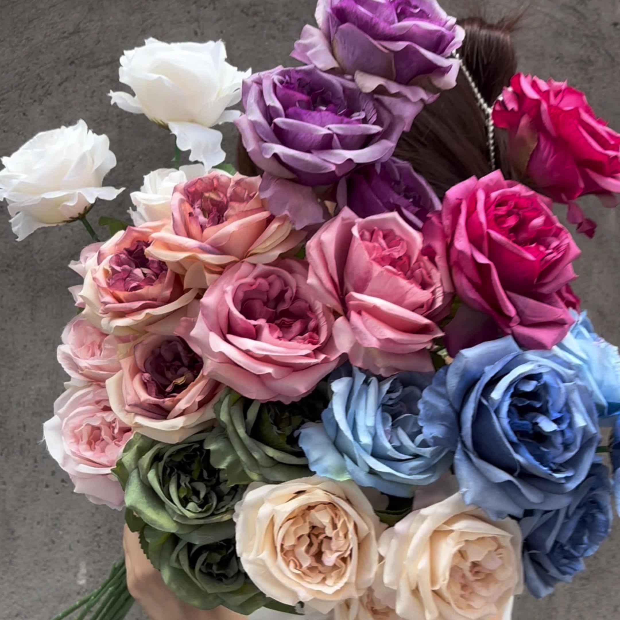 3-Head Faux Austin Rose – Vintage Garden Style Artificial Floral Stem FS-1046