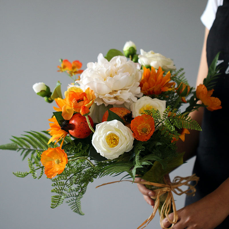 Faux Flower Bouquet | Handmade Artificial Arrangement for Bridal or Seasonal Display VB-218 (Without Vase)