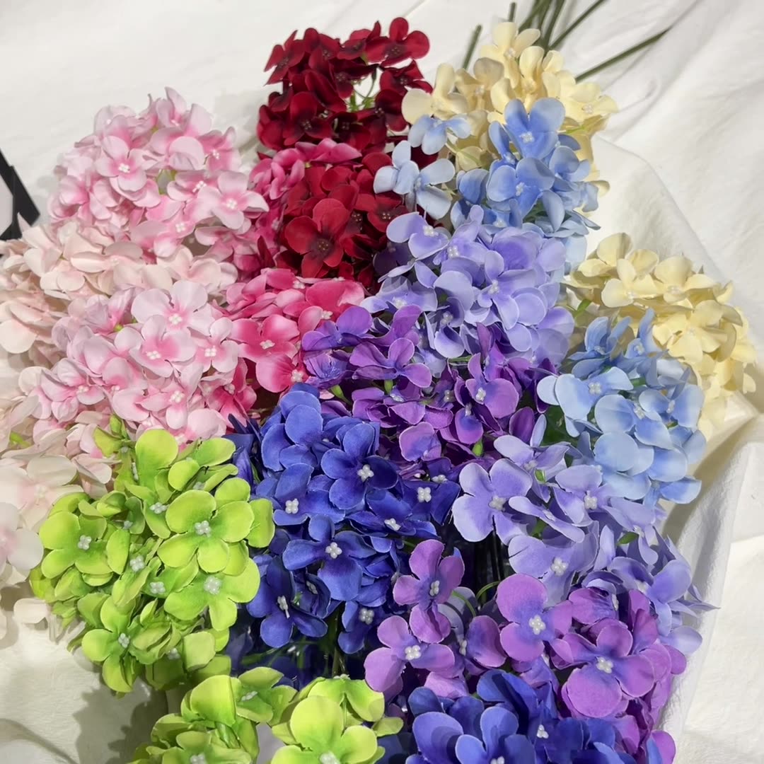 Valar Flower Artificial Hydrangea Stems – Double Head Real Touch Silk Flowers for Home & Wedding Decor FS-1067