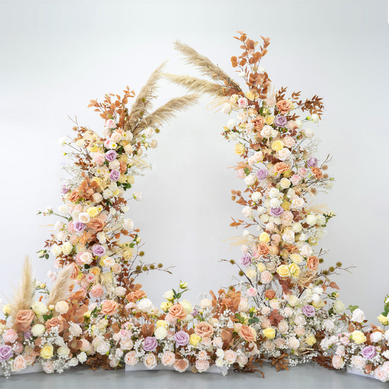 Valar Pampas Reed Horn Arch, Artificial Floral Backdrop, Boho Wedding Ceremony Decor, Rustic Event Photography Prop VA-347