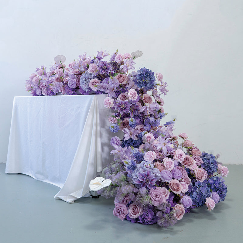 Corredor de mesa de boda con campanilla lavanda y púrpura, arreglo de flores artificiales, decoración para recepción y exhibición de eventos FA-224