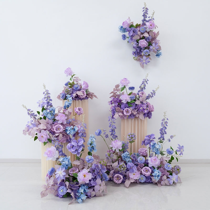 Pfirsich-weißes Kunstblumenarrangement – Romantisches Event-Tisch- und Schild-Styling-Set FA-263