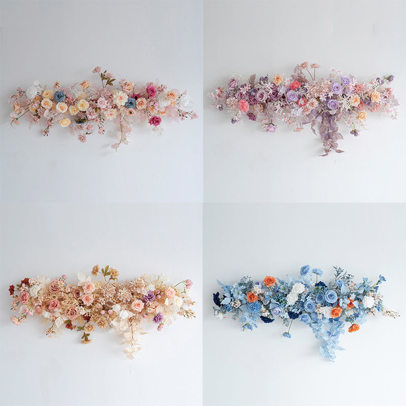 Buntes Tischläufer-Set aus Seidenblumen – Künstliche Blumen-Wanddekora