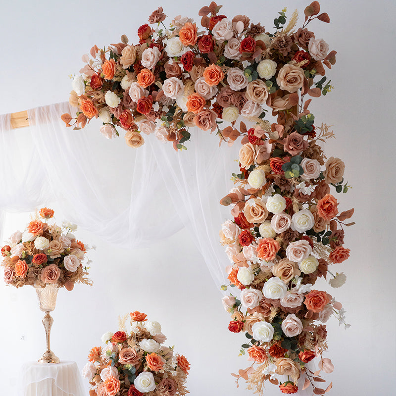 복숭아와 흰 장미 웨딩 아치 및 센터피스, 인조 꽃 웨딩 장식, 브라이덜 샤워 장식 FA-203