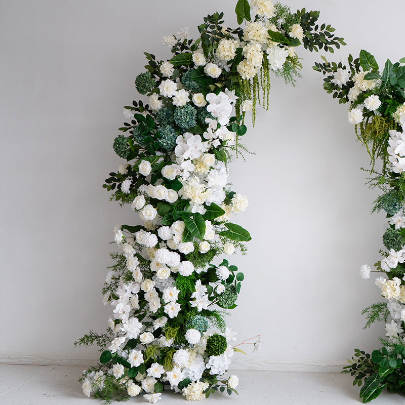 Arche florale élégante en forme de lune pour cérémonie de mariage - Arche de fleurs artificielles pour mariages, événements et occasions spéciales