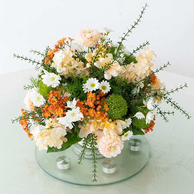 ValarFlower Artificial Floral Table Centerpiece, Wedding Reception Flower Arrangement, Faux Table Decor for Ceremony, Party & Home TF-125