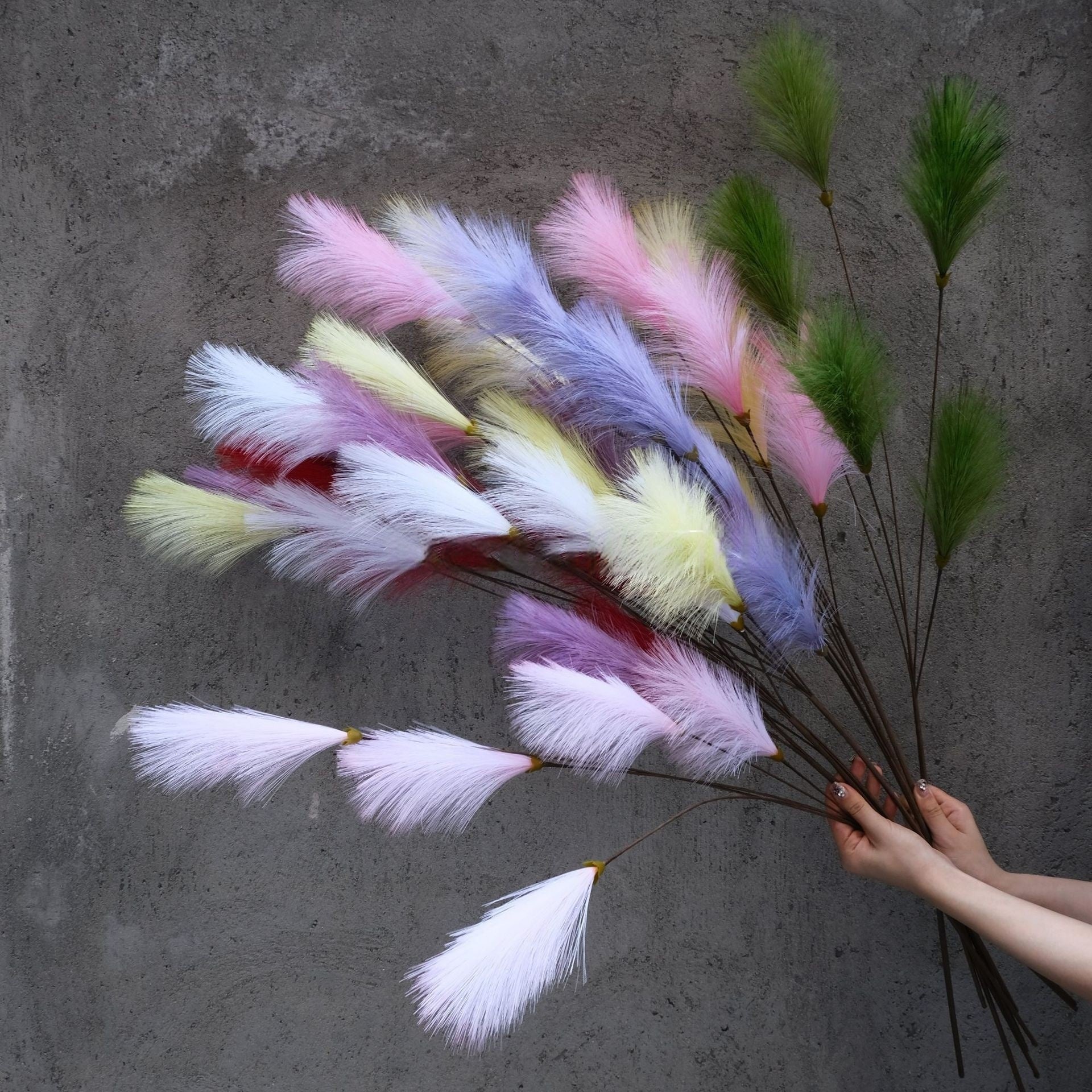 Valar Flower Dopamine Decor Bunny Tails – 5-Head Faux Feather Grass for Vases, Boho & Pastel Interiors FS-1071
