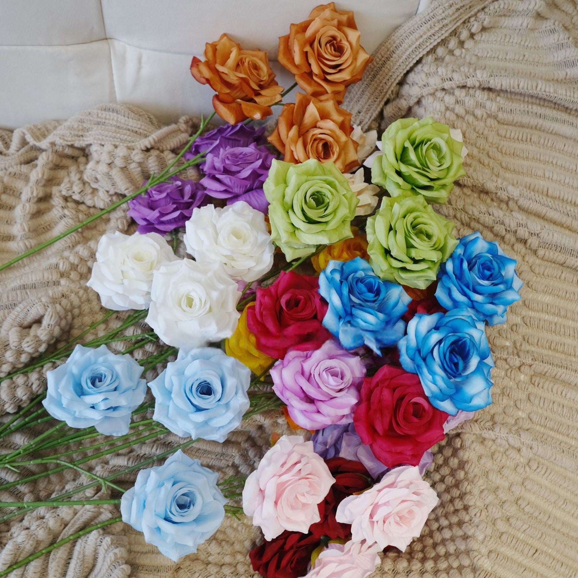 Three Head Diamond Rose Stem – Leafless Artificial Rose for Home Decor & Event Styling FS-1020