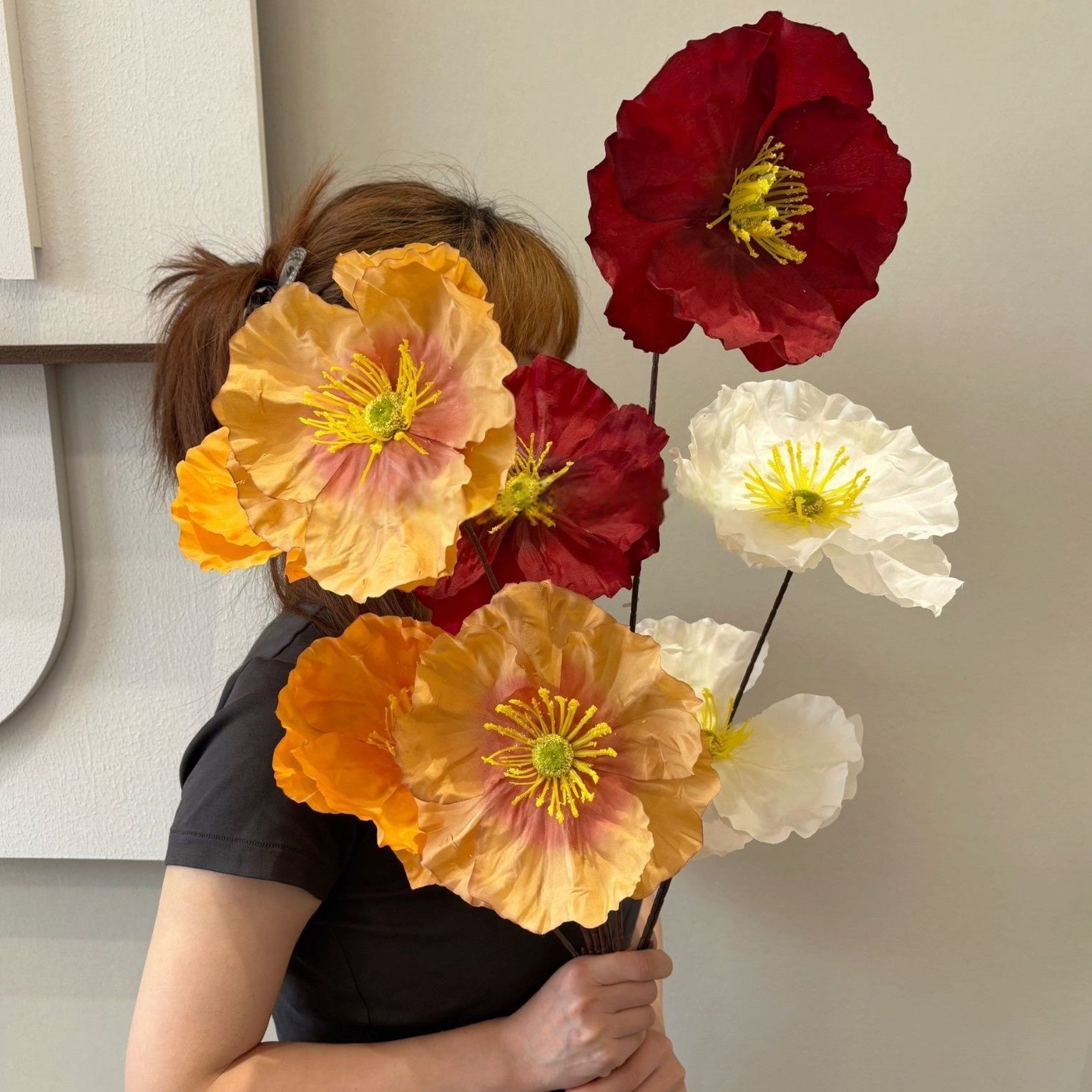 2 Head Artificial Poppy Flower Stem – Faux Icelandic Poppy for Home Decor & Floral Styling FS-1021