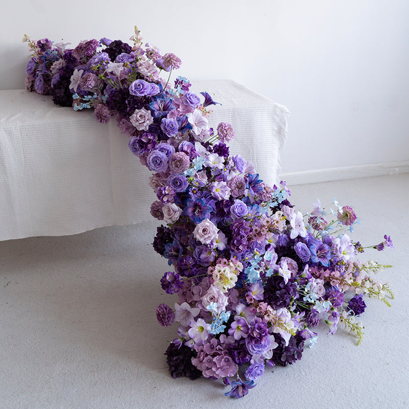 Romantic Purple and Blue Floral Cascade, Faux Flower Table Centerpiece for Events and Celebrations FA-235