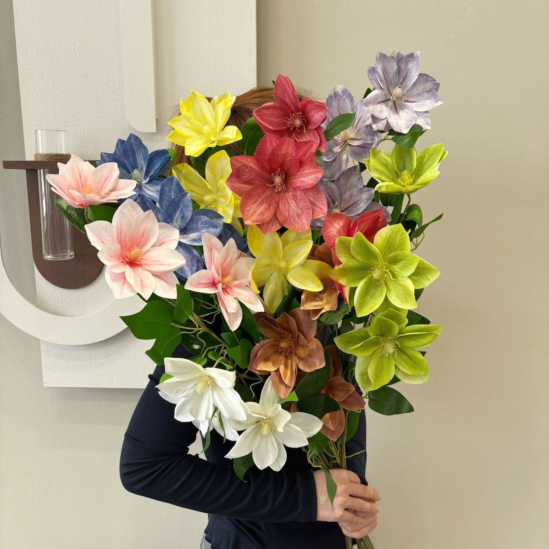 3D Clematis Artificial Flower – Realistic Single Stem for Home Decor & Wedding Arrangements FS-1023