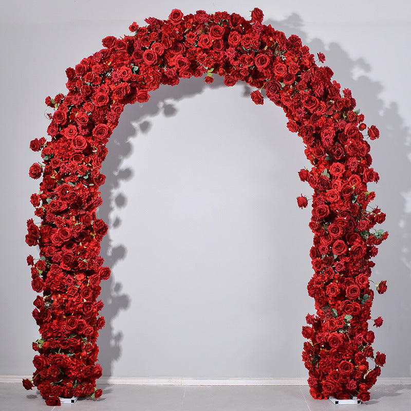 Valar Red Rose Floral Arch, Artificial Flower Backdrop, Wedding Ceremony Decor, Event Photography Prop VA-331
