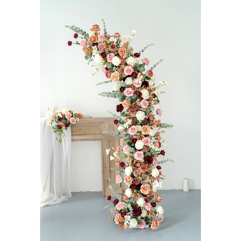 Arco de Cuerno Valar Dusty Rose, Fondo Floral Artificial, Decoración Vintage para Ceremonia de Boda, Accesorio Elegante para Fotografía de Eventos VA-348