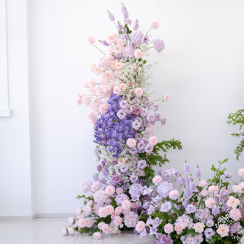 Valar Flower Pastel Pink and Lavender Standing Floral Arch Set for Wedding Ceremony Decoration VA-390