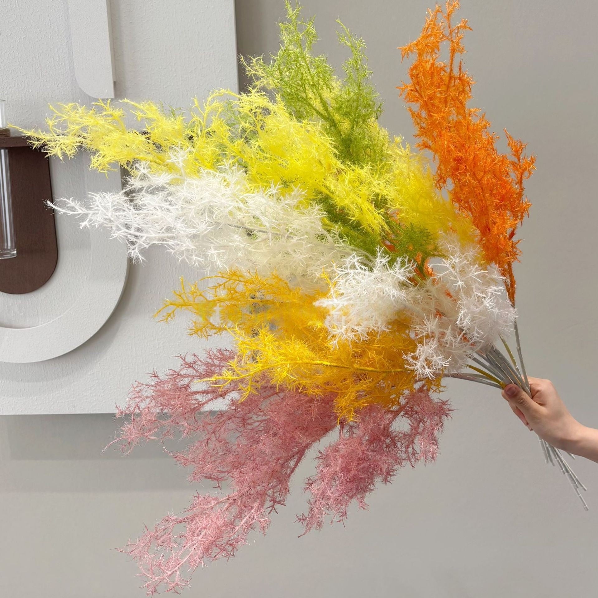 Artificial Smoke Cloud Pine Stems – Colorful Soft Fern Plumes for DIY Arrangements FS-1037