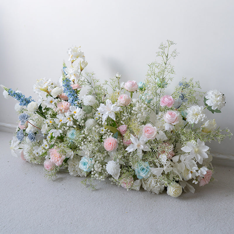 Configuración de flores artificiales inspiradas en la primavera – Conjunto de flores artificiales azules y amarillas para eventos FA-264