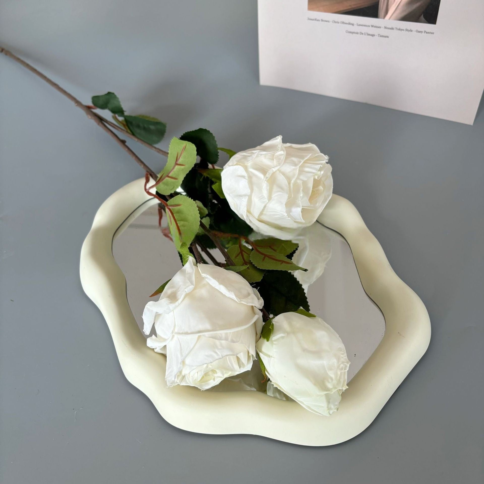 Valar Flower Vintage Edge-Burnt Artificial Rose – Realistic Gradient Petal Snow Mountain Rose Stem FS-1077