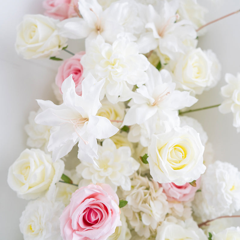 Cascada Floral en Degradado Rosa y Blanco, Arreglo de Flores Artificiales para Fondo de Boda o Decoración de Evento FA-236