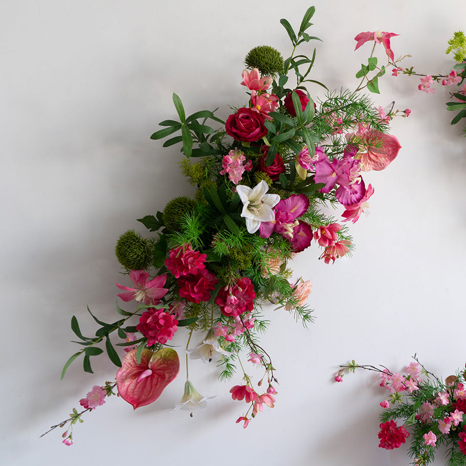 Pink & Fuchsia Faux Flower Arrangement – Vibrant Wedding Welcome Sign & Table Styling Set FA-271